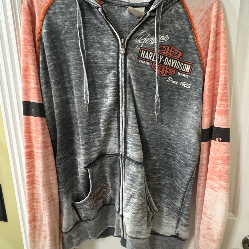 Harley-Davidson Gray and Orange Hoodie